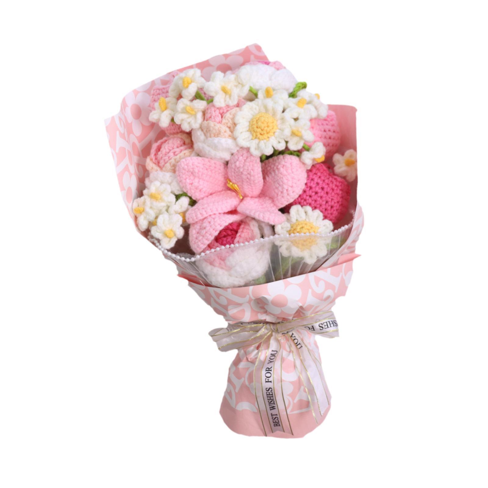 14inch Crochet Flowers Knitted Bouquet Artificial for Best