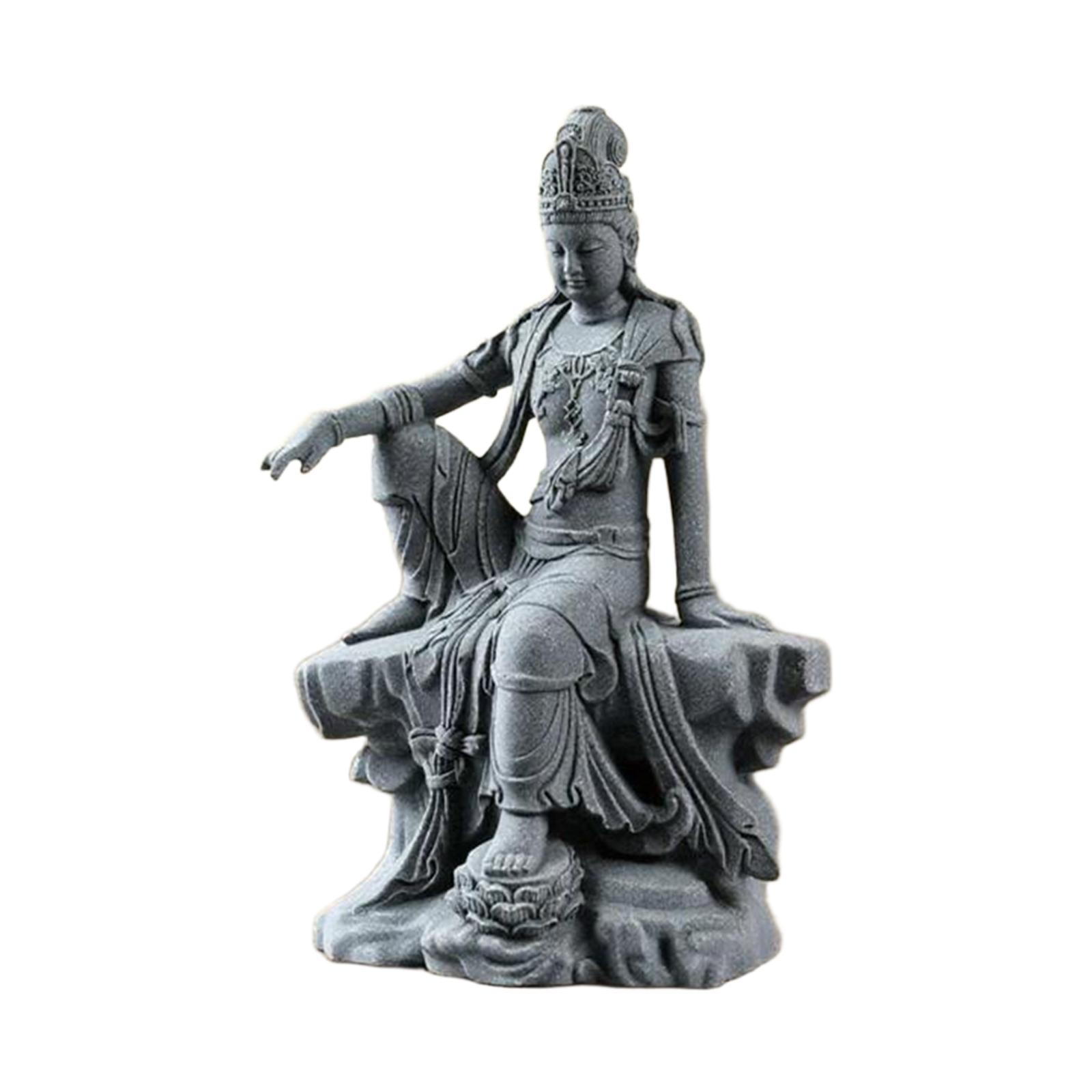 Guanyin Statue Gray Resin