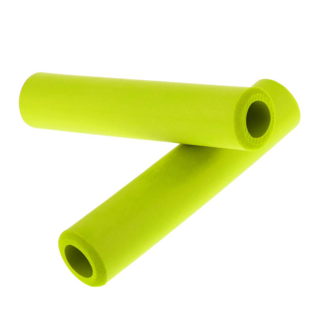 1Pair Non Slip Silicone Sponge Bike Handlebar Grips without Plug Lemon Green