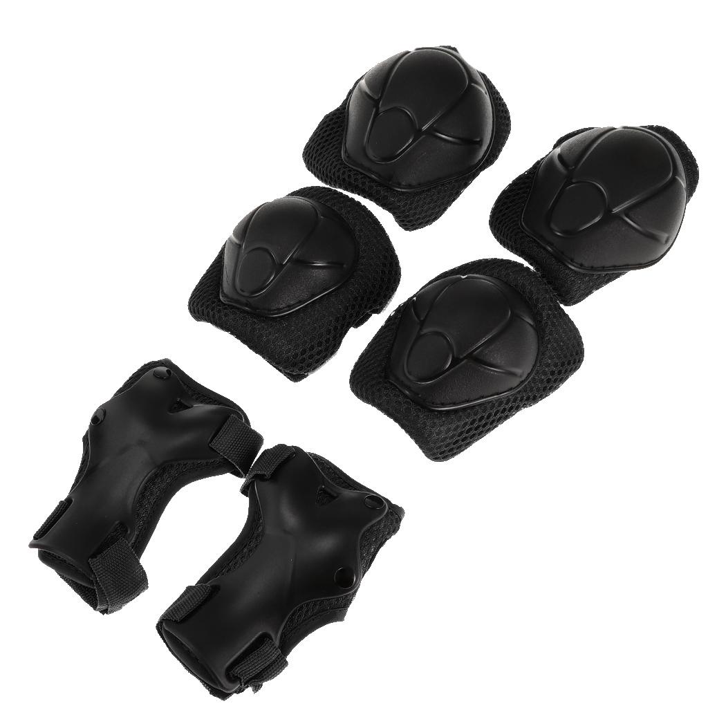 7 Pieces Kids Skateboard Helmet Wrist/Knee/Elbow Pad Protective Set Black