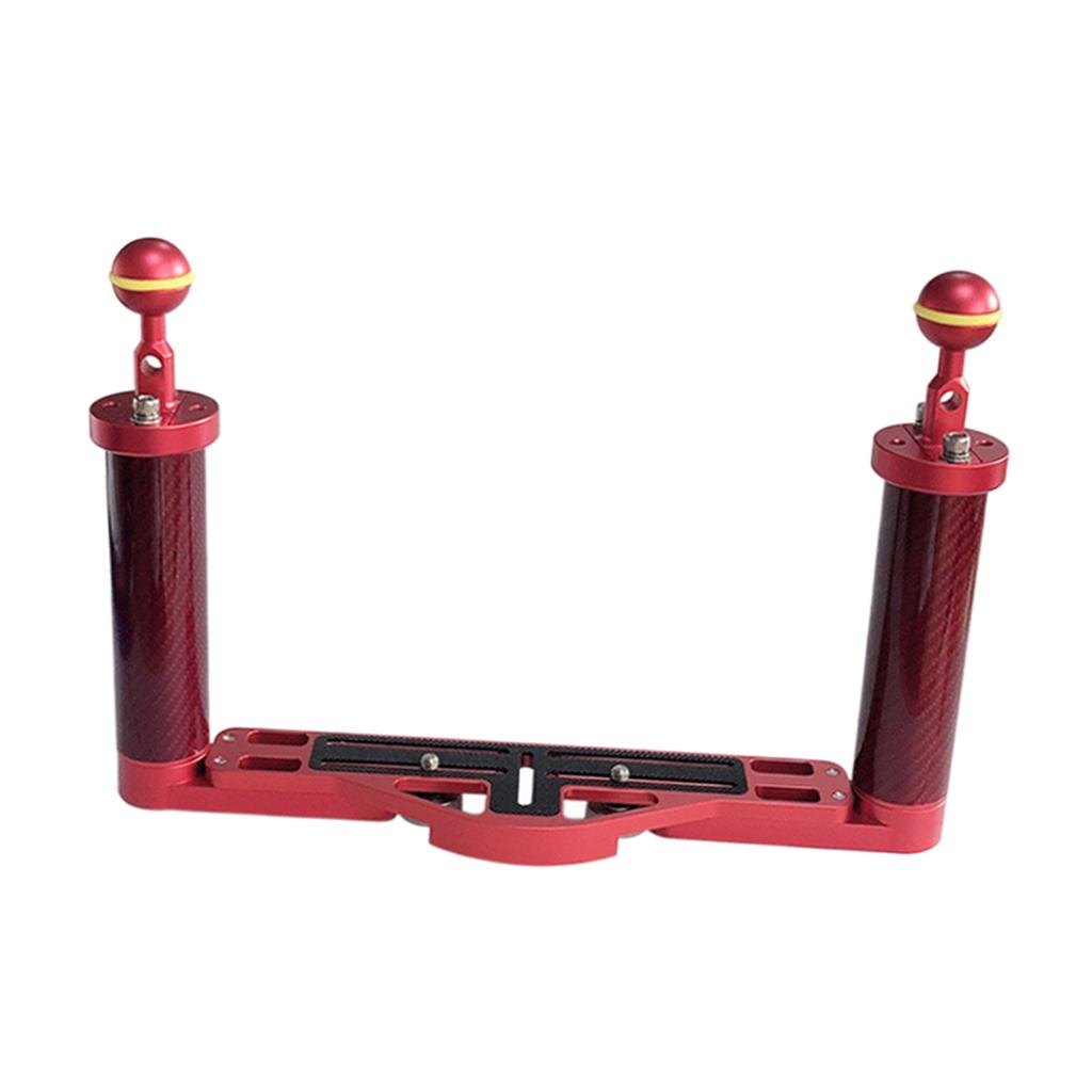 Diving Tray Bracket Dual Handheld Stabilizer fr Underwater Photography Red