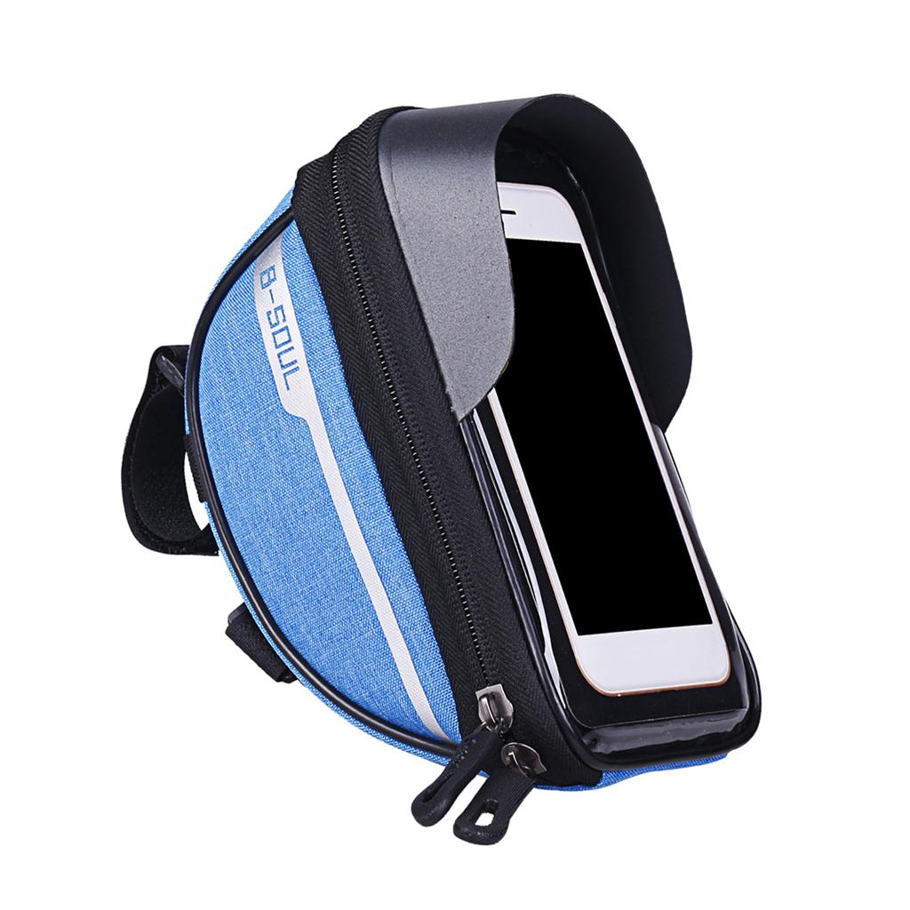 Bicycle Front Frame Bag Cycling Bike Waterproof Phone Holder Case Pack Blue