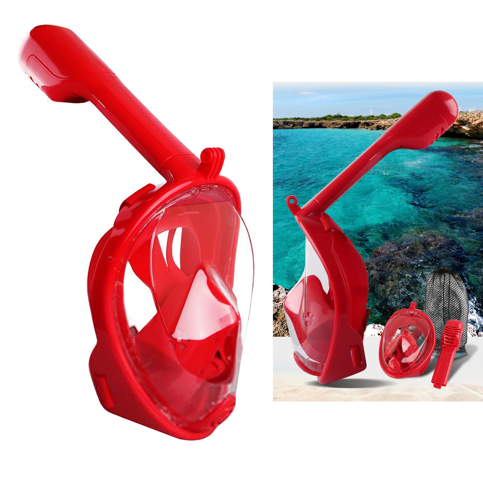 Snorkel Mask Full Face Snorkeling Diving Mask Goggles  Red  S M 