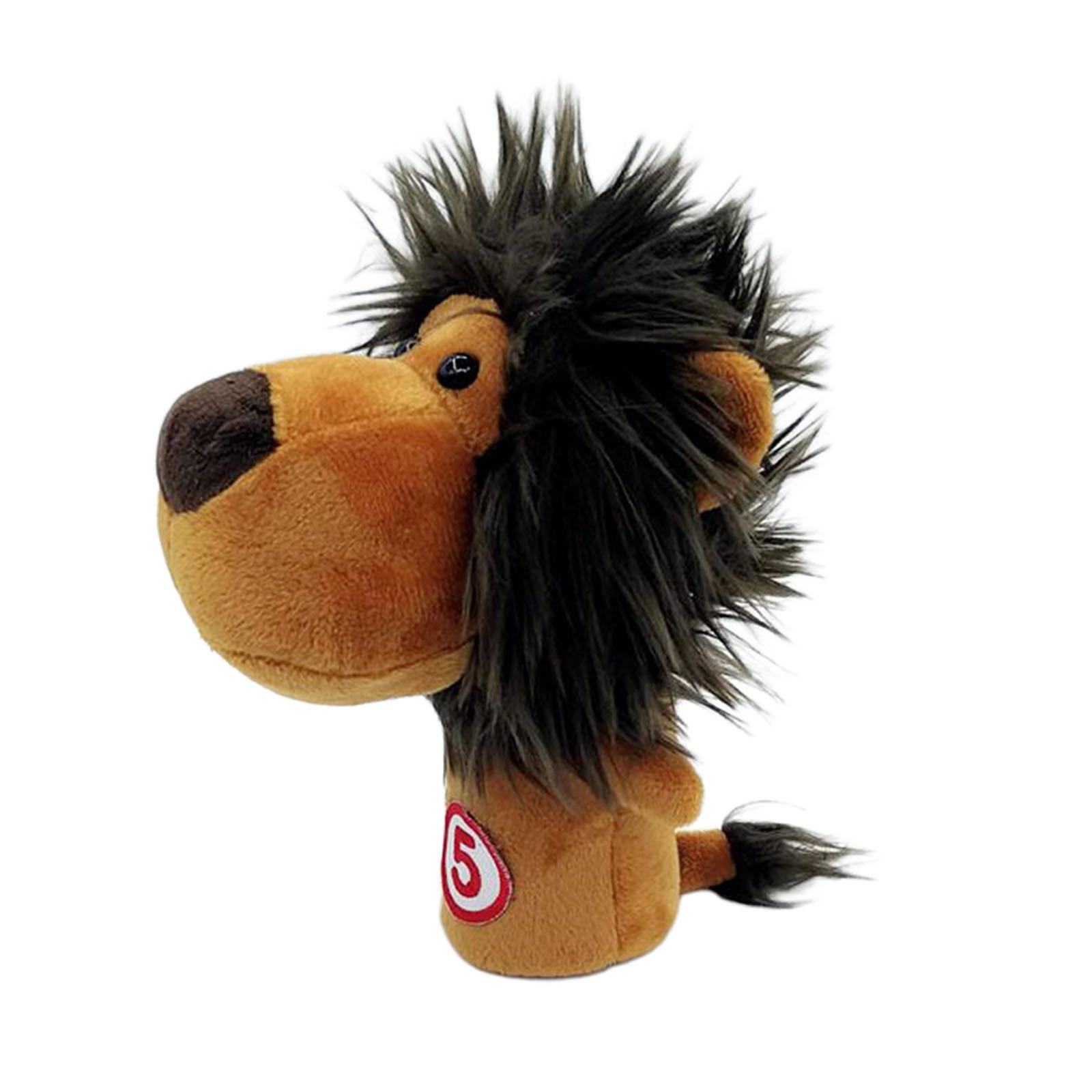 Novelty Plush Animal Golf Iron Headcover Wedges Club Head Cover Lion No.5