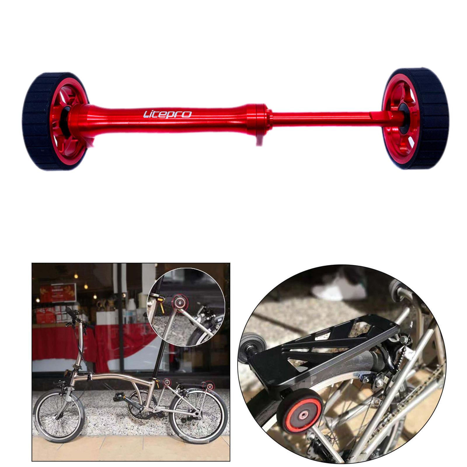 Bike Easy Wheel Extension Rod for Brompton Folding Bicycle  Red