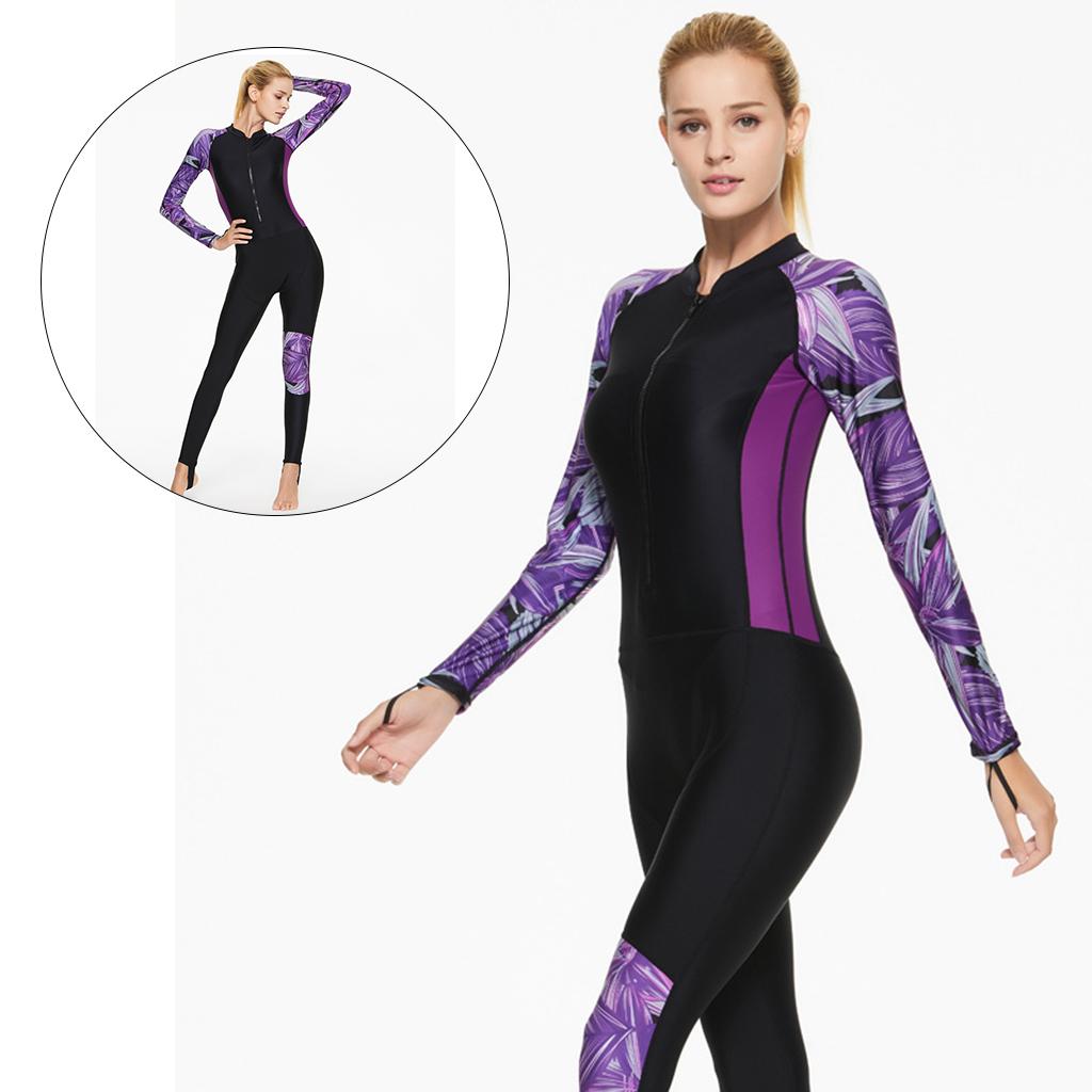 Women Wetsuit One Piece Scuba Diving Suit Dive Skin for Canoeing Purple S