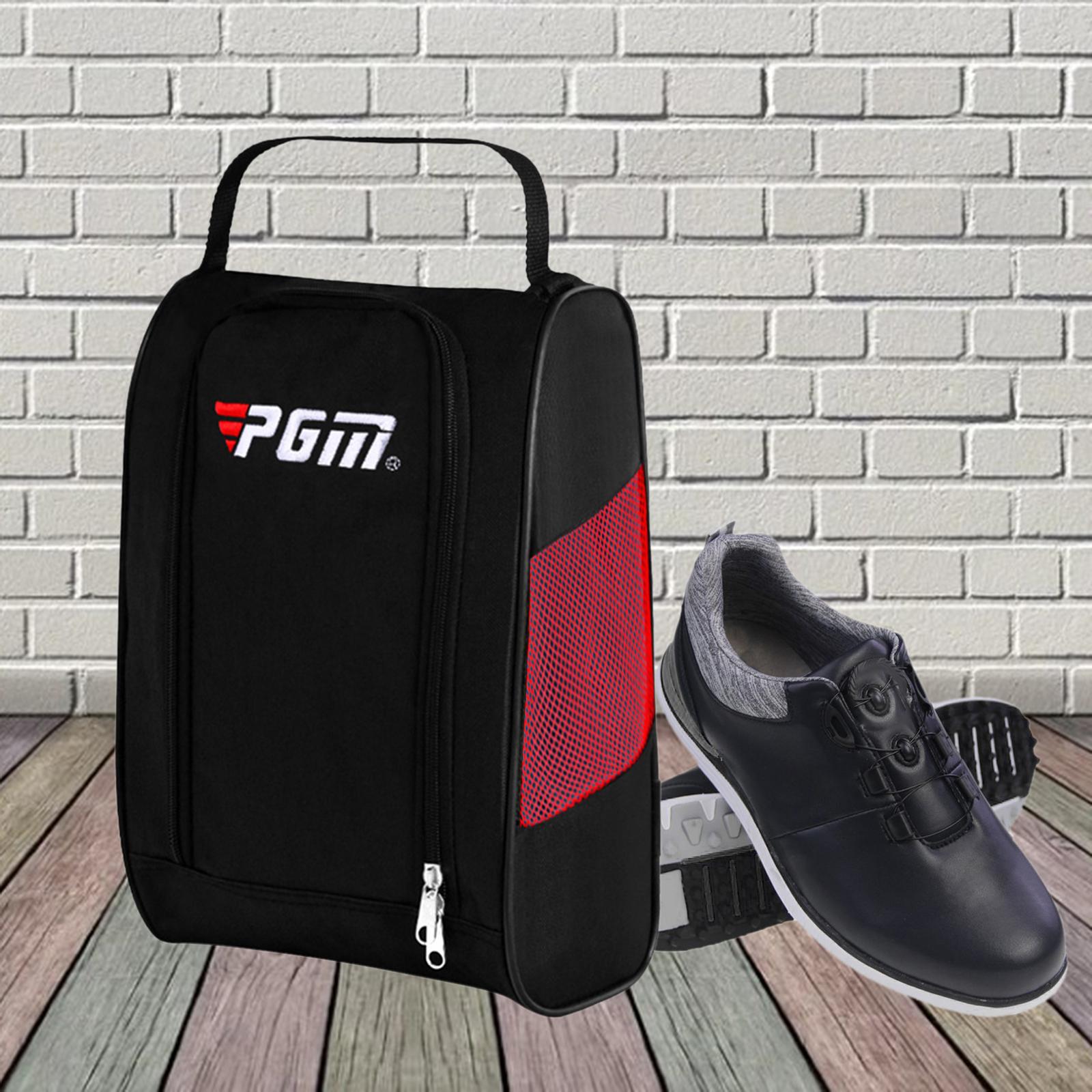 Golf Shoe Bag Zipper Sports Nylon Pouch Organizer Shoe Case Black Red