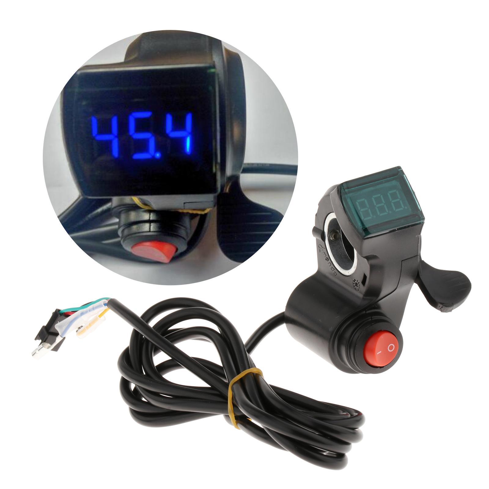12V-99V Electric Bike LED Voltage Display Switch Power Twist Throttle Accs Blue Screen Switch