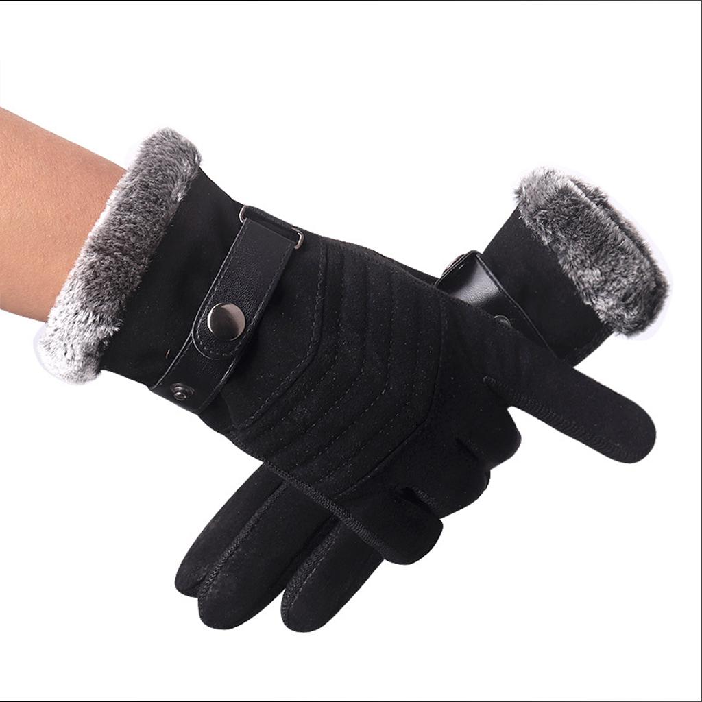 Windproof Snow Gloves Adjustable Heat Keep Driving Cycling Men  A 6D Black