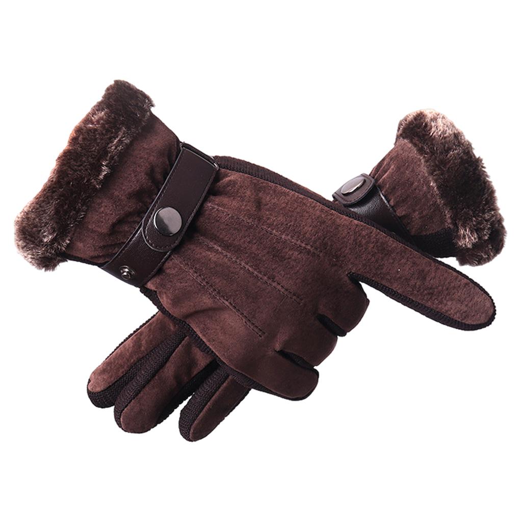 Windproof Snow Gloves Adjustable Heat Keep Driving Cycling Men  B 11D Brown