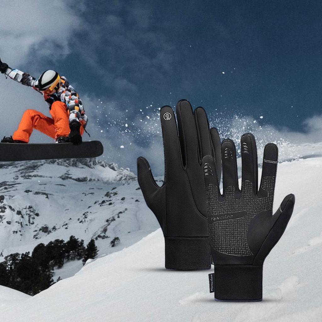Windproof Winter Warm Gloves Touch Screen Anti-Slip for Driving Hiking Men Black S