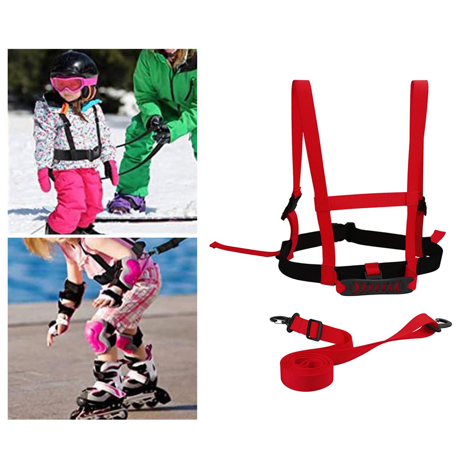 Kids Ski Harness Safety Shoulder Strap for Snowboard Training Red