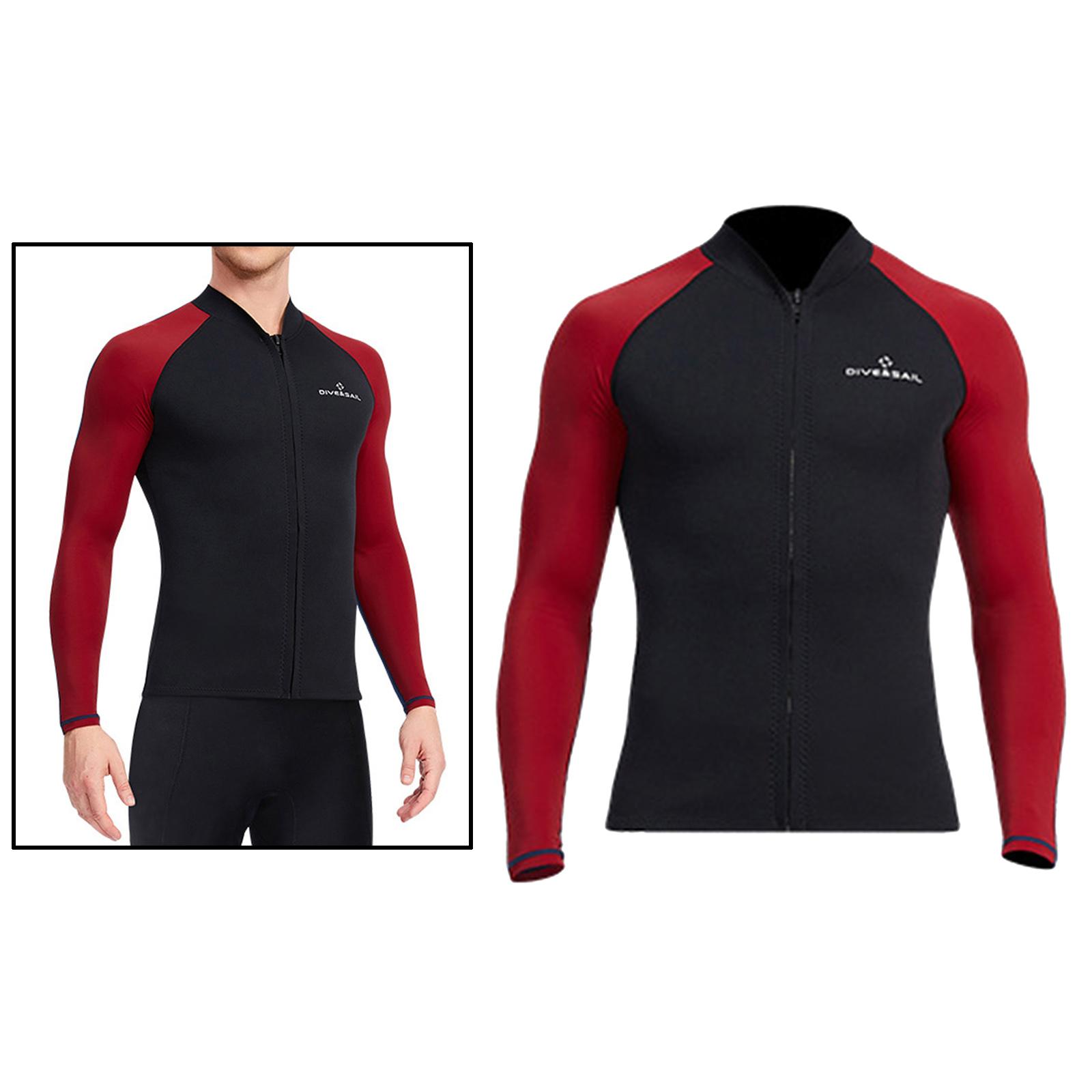 Men Women Quick Dry Jacket Wetsuit Swim Wet Surf Snorkeling Swimwear Top Men Red XL