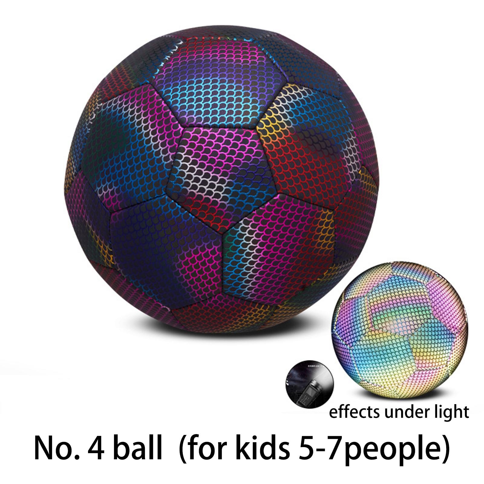 Glowing Reflective Soccer Ball Durable PU for Competition Training Child Water Droplet Size No 4
