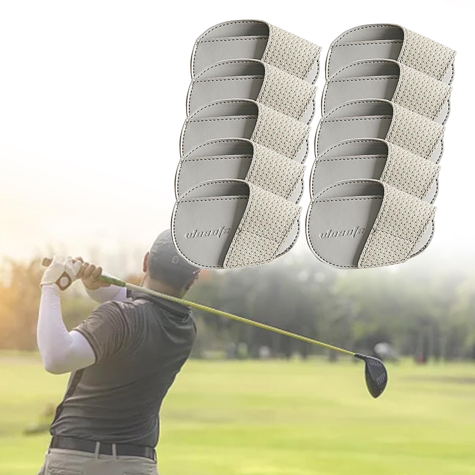 Golf Head Covers PU Portable Protector for Athlete Travel Golf Training Gray Large
