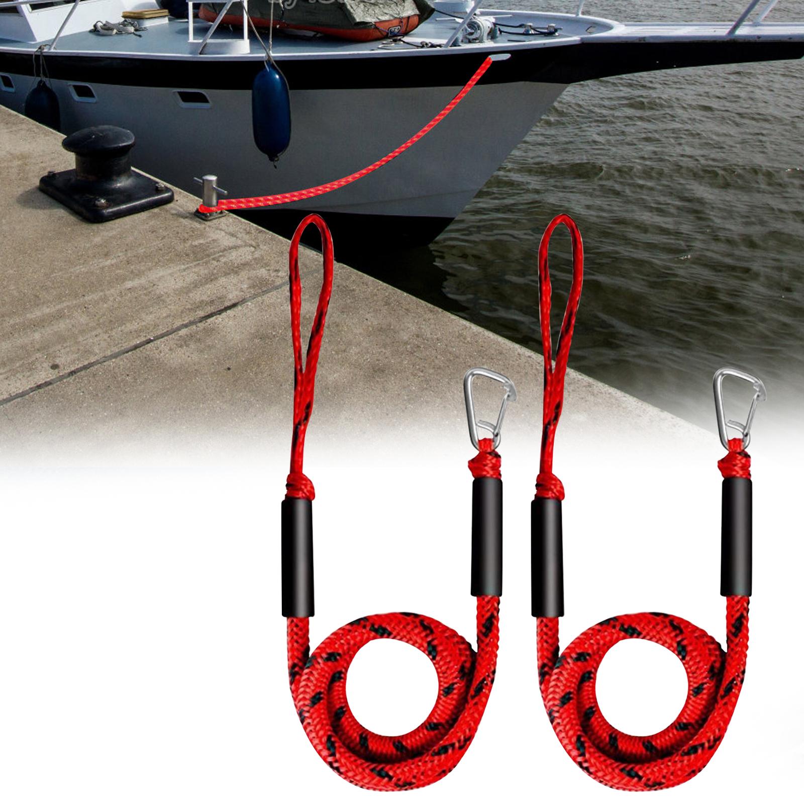 2Pcs Boat Bungee Dock Line with Loop Boat Ropes for Docking Marine Dock Line red