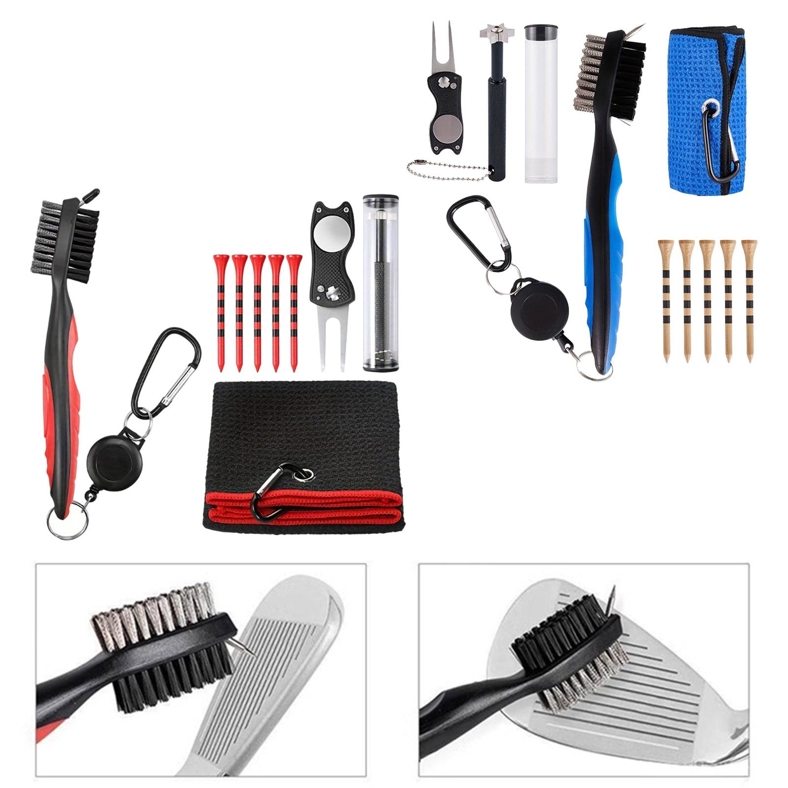 5 in 1 Golf Club Cleaning Kit Portable for Golf Irons Golfer Gift Golf Towel Red