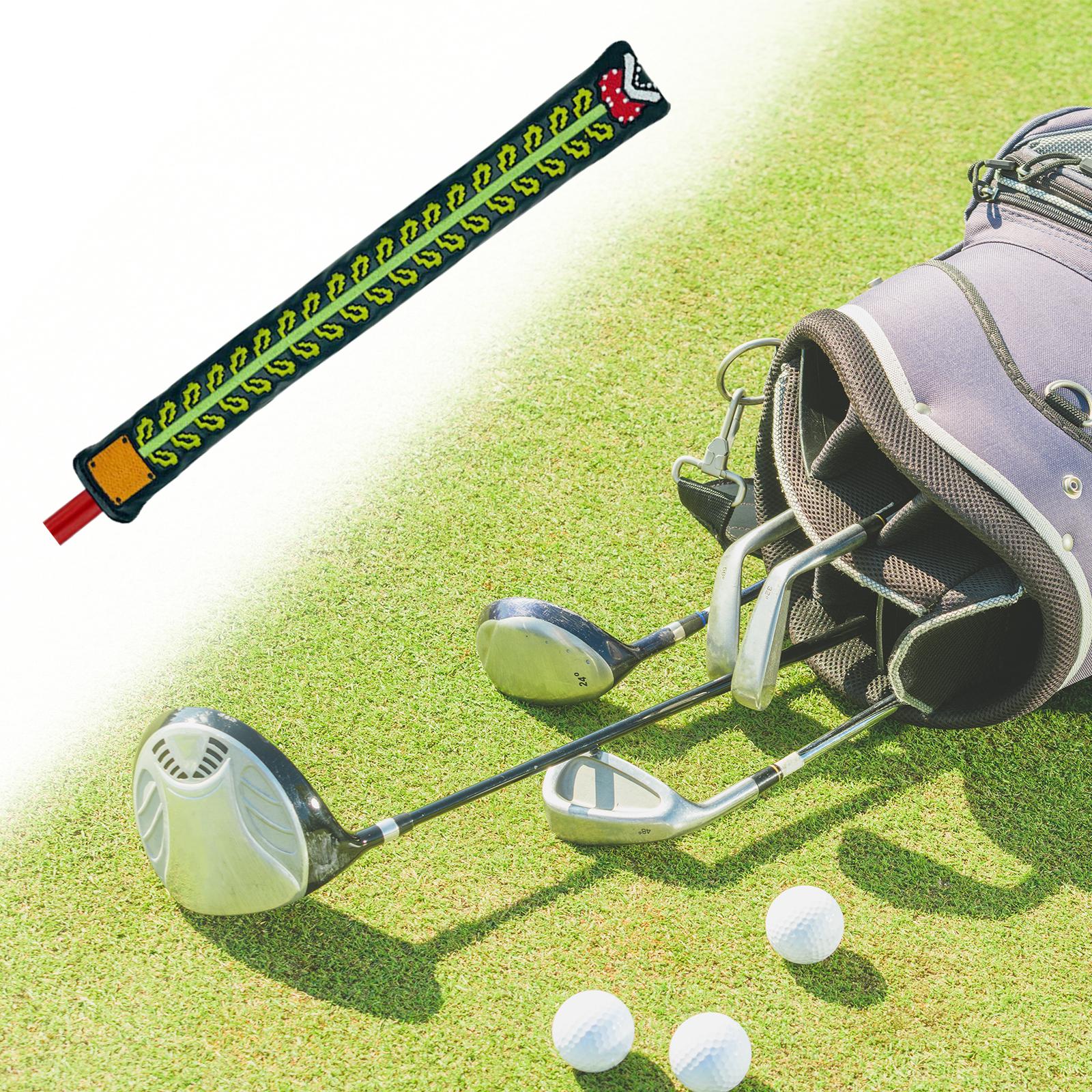 Golf Alignment Stick Cover Double Sided Embroidered Premium Protective Cover Black
