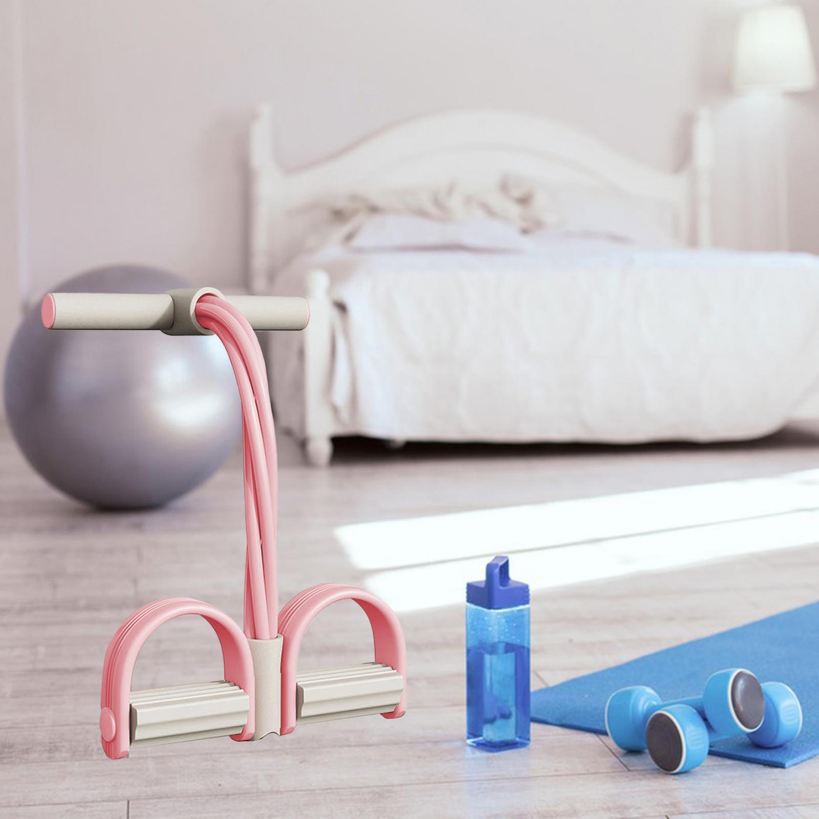 MultiFunction Exercise Tension Rope Foot Pedal Resistance Fitness Pull Bands Pink