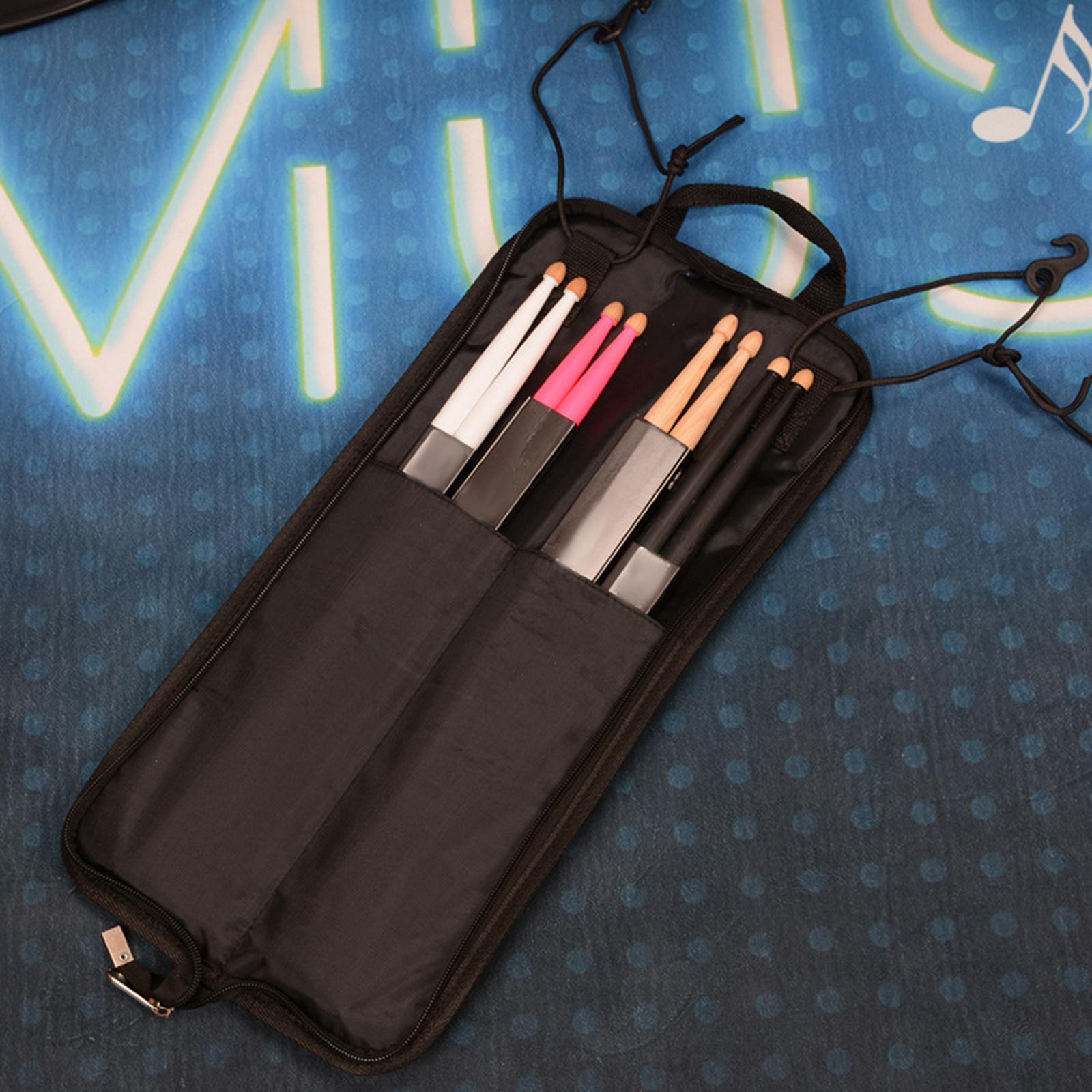 Drum Sticks Bag Durable Drumstick Holder for Percussion Sticks Mallets Black