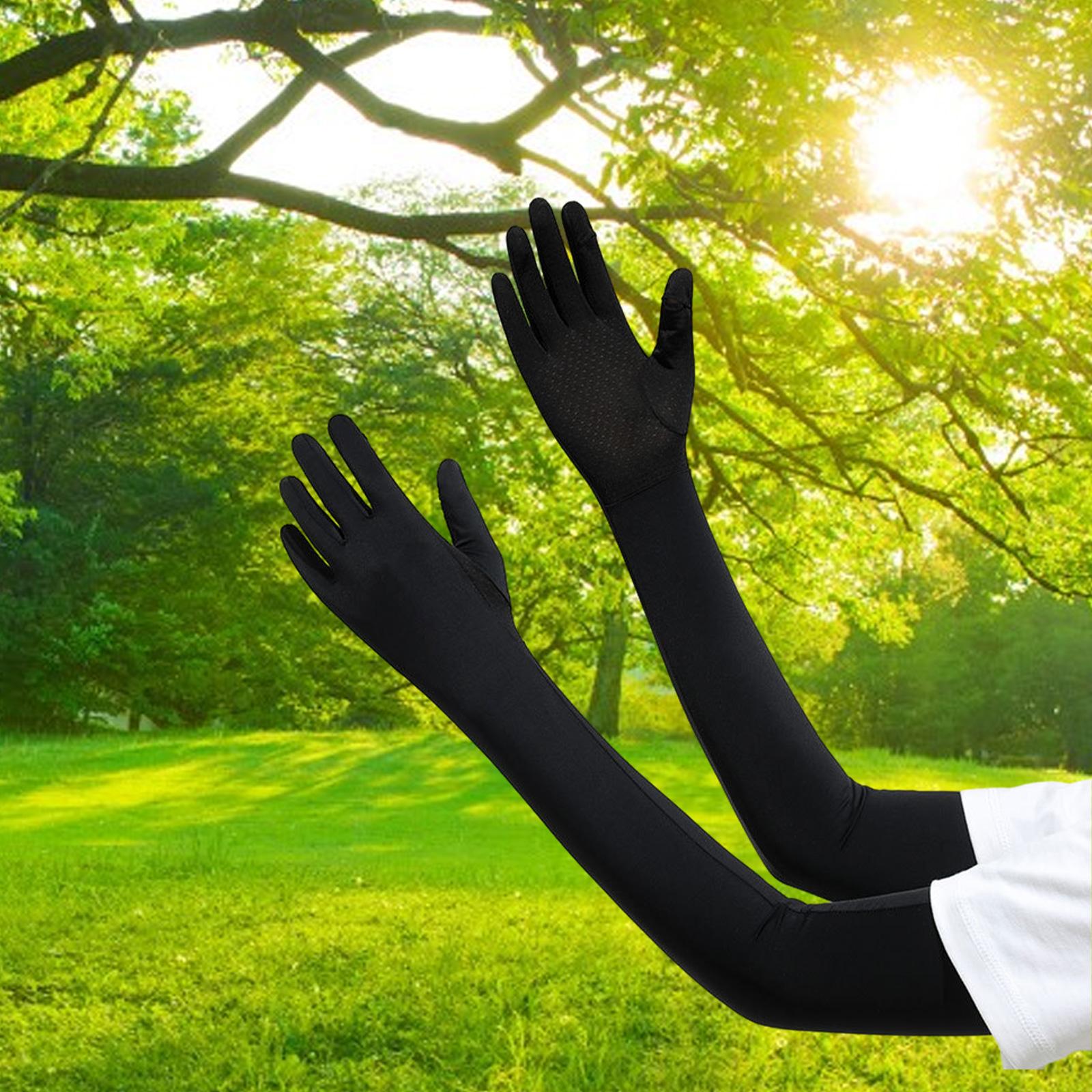 Sun Protection Sleeves Nylon for Running Outdoor Sports Activities Gardening Black