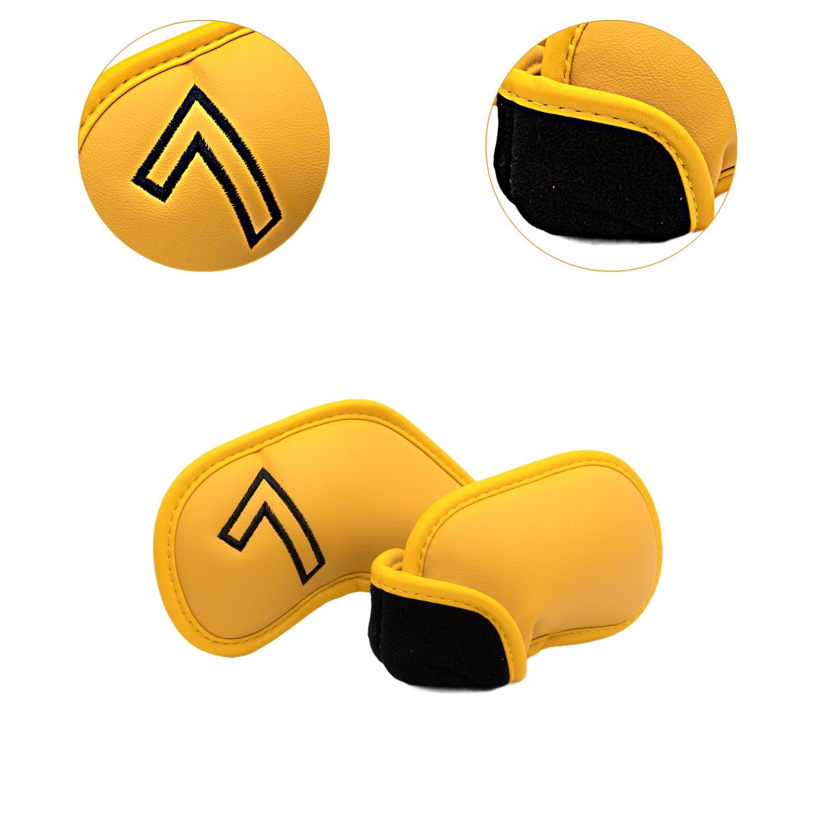 9Pcs Golf Club Headcovers Premium Scratchproof Fashion Lightweight Protector Yellow