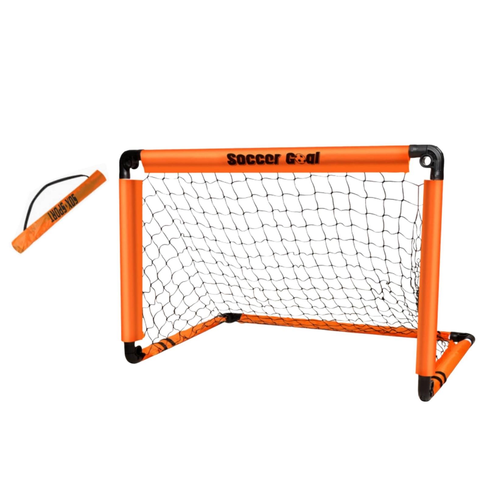 Foldable Soccer Practice Net System Netted Frame Foldable Soccer Goal Storage Bag for Training Orange