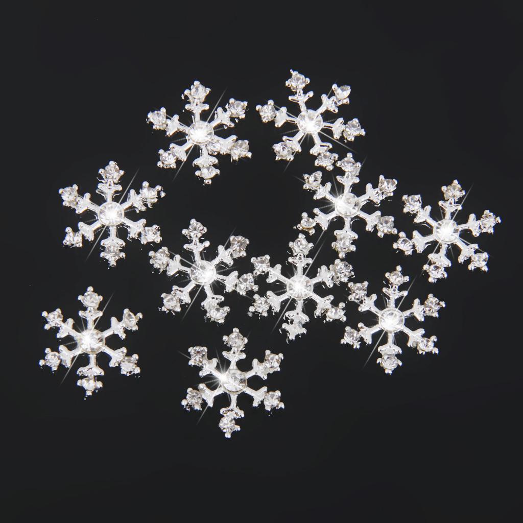 3 X10pcs 14mm Crystal Snowflake Appliques Embellishments Christmas Card Toppers