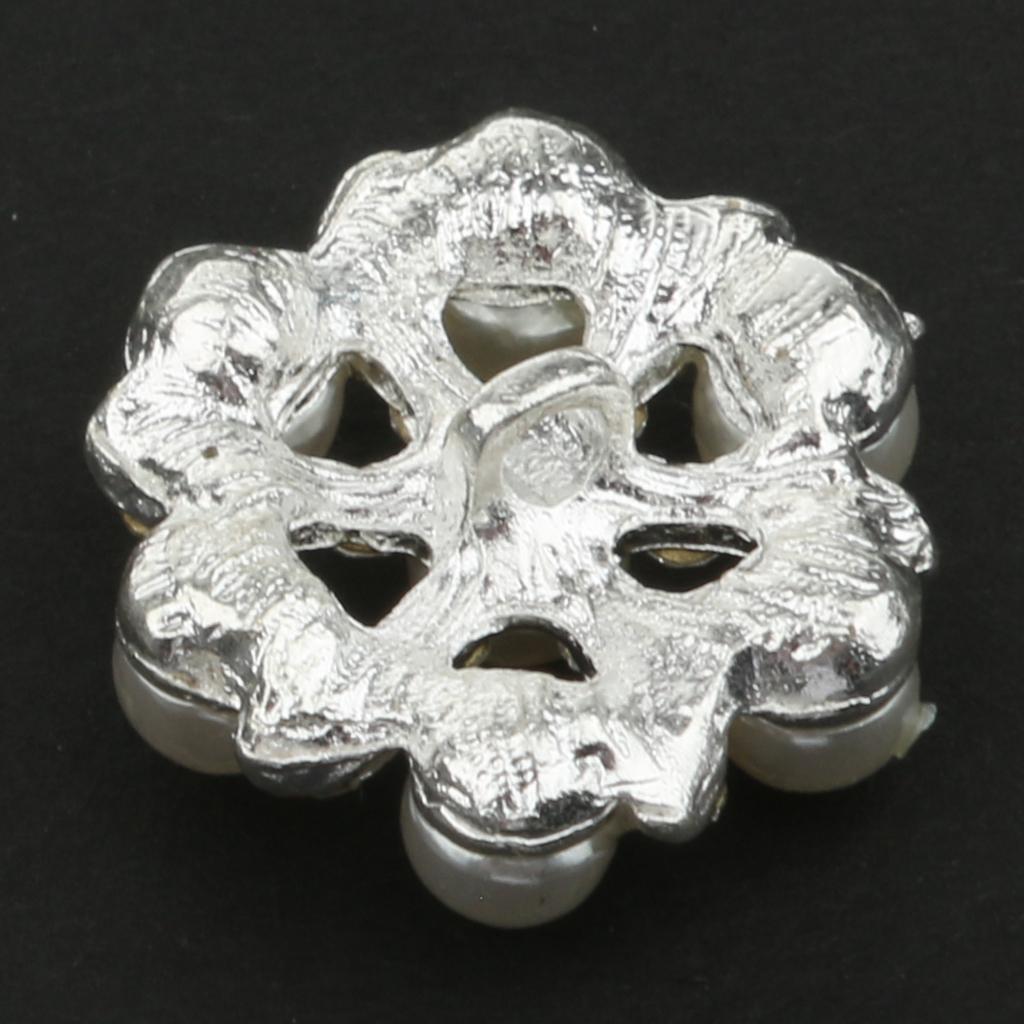 5Pcs 20mm Rhinestone Pearl Flower Buttons Embellishments For Sewing Crafts