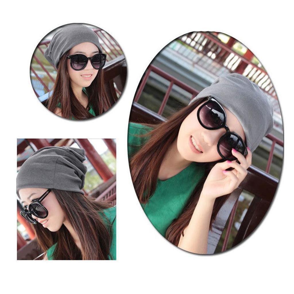 Unisex Adult Stretched Hip Hop Beanie Hat Elastic Skull Slouchy Cap Gray
