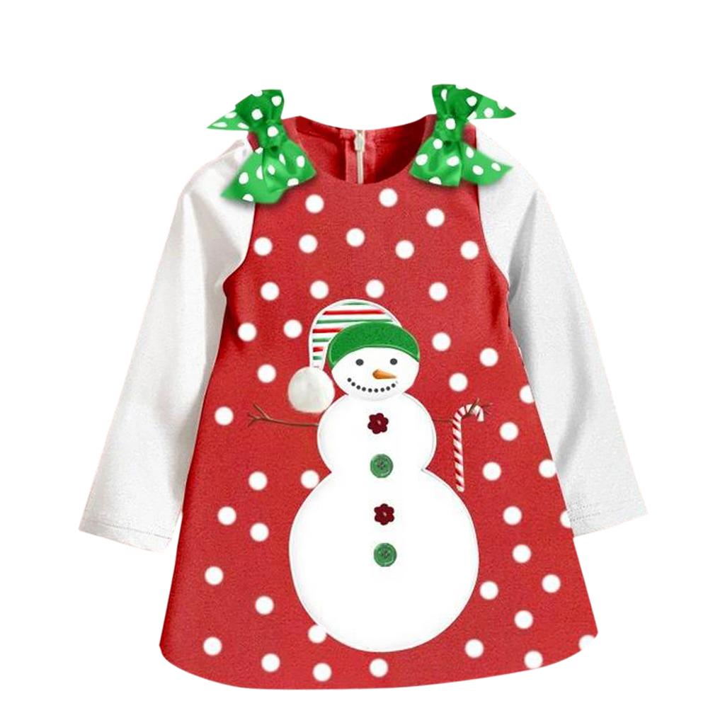 Xmas Baby Girls Clothing Christmas Party Santa Long Sleeves Tutu Dress 100cm