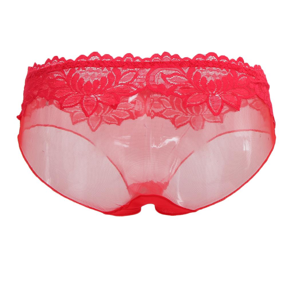 Sexy Sheer Mesh Panties Low Rise Briefs Underwear Lingerie Red