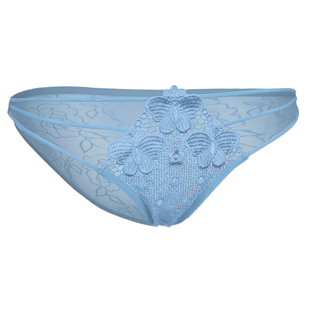 Women's Soft Underpants Mesh Underwear Ladies Lingerie Bikini Panties Blue