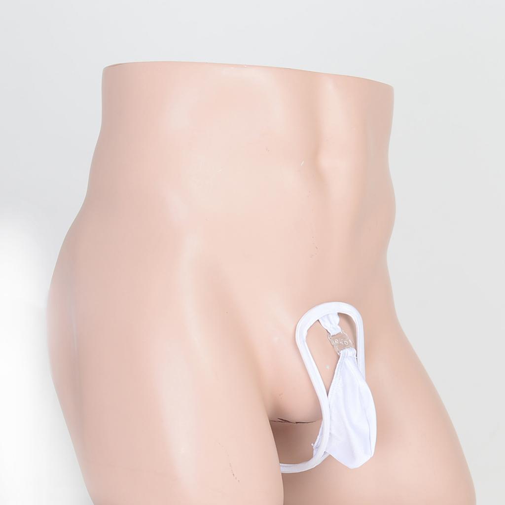 Men's Invisible Pouch C-string Thong Underwear Briefs Panty Lingerie White