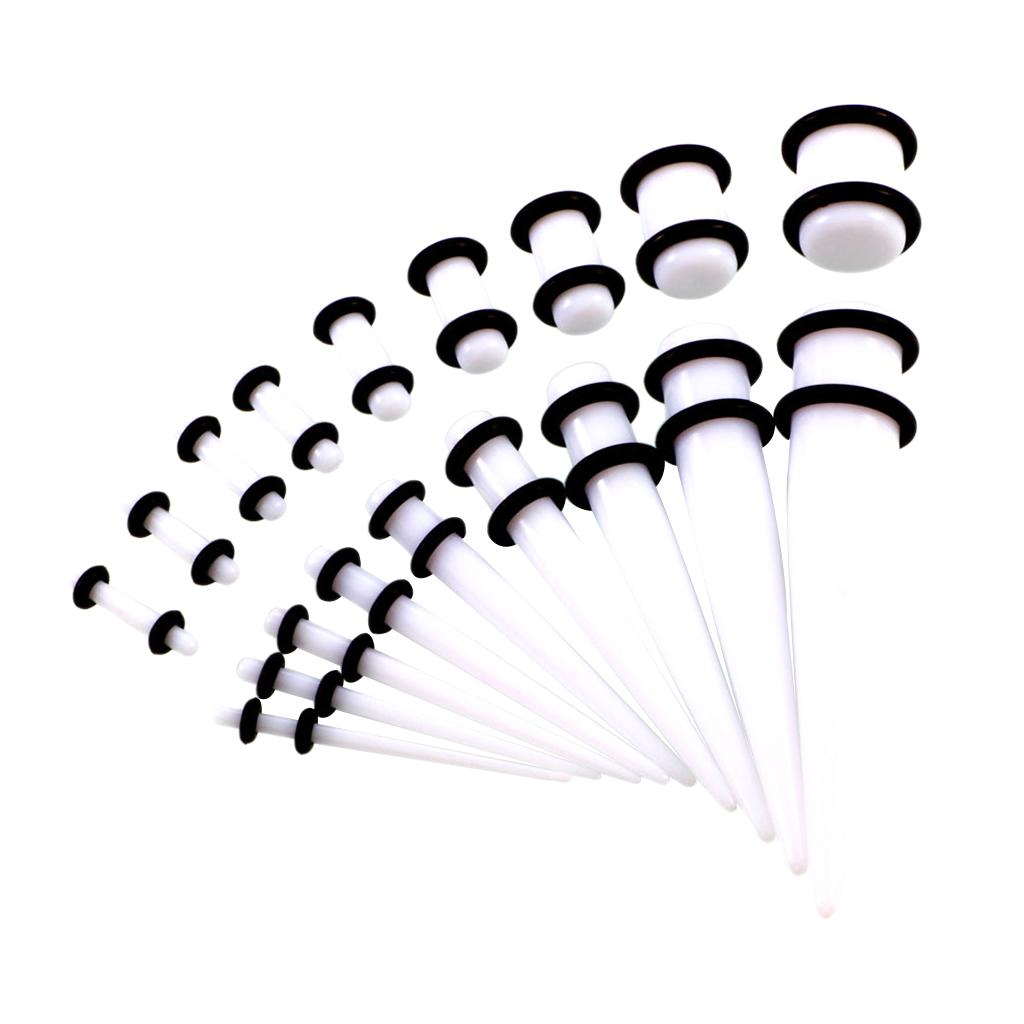 18 Pieces Ear Gauges Stretching Kit Plugs Taper 14G-00G Expanders White