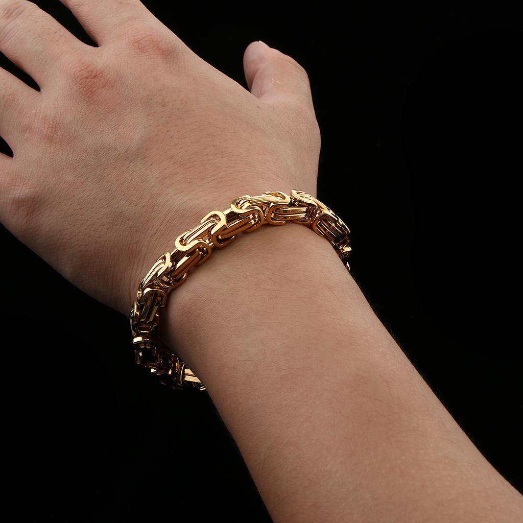 Premium Stainless Steel Bracelet Link Curb Chain Bangle Lobster Clasp Gold
