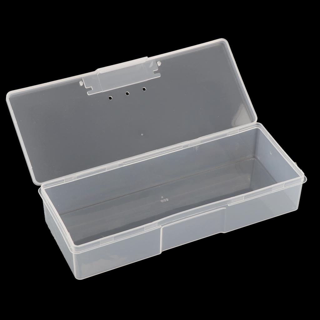4xPlastic Transparent With Lid Storage Box Collection Container 19.5x7.8x4cm
