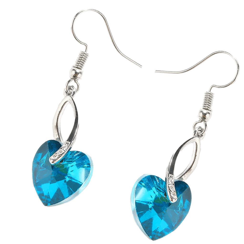 Crystal Heart Earrings Fashion Pendant Earrings for Mother Gift Silver