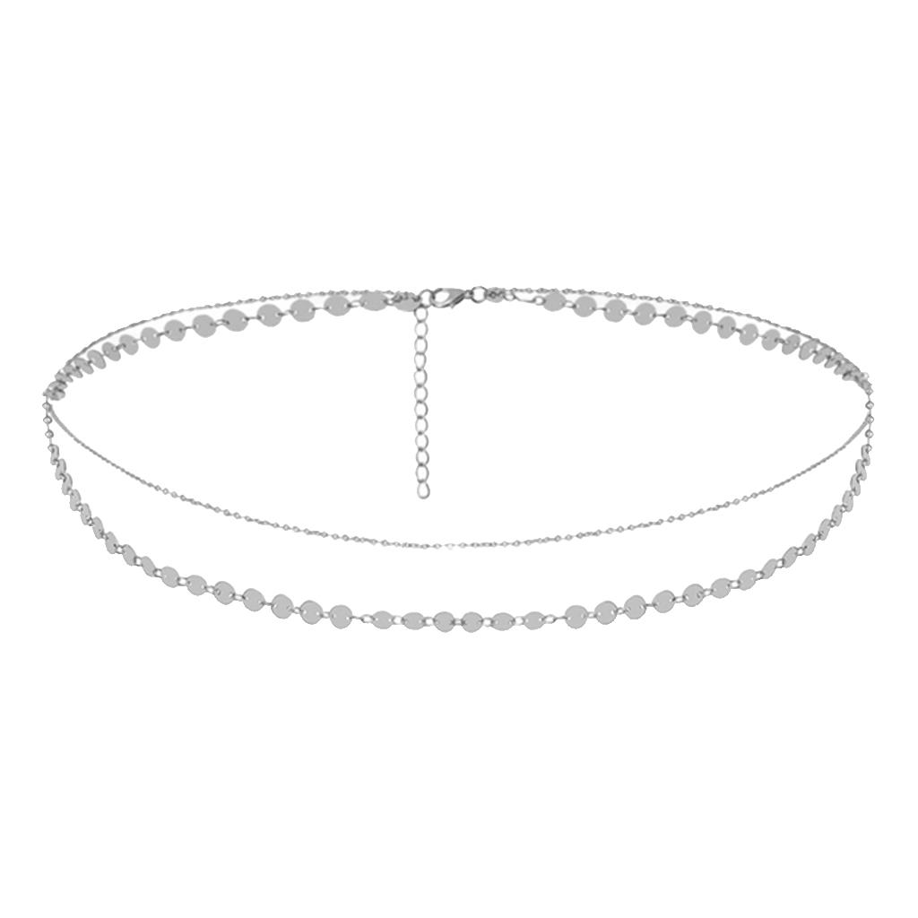 Womens Bikini Body Chain Waist Belly Sequins Chain Necklace Jewelry Silver