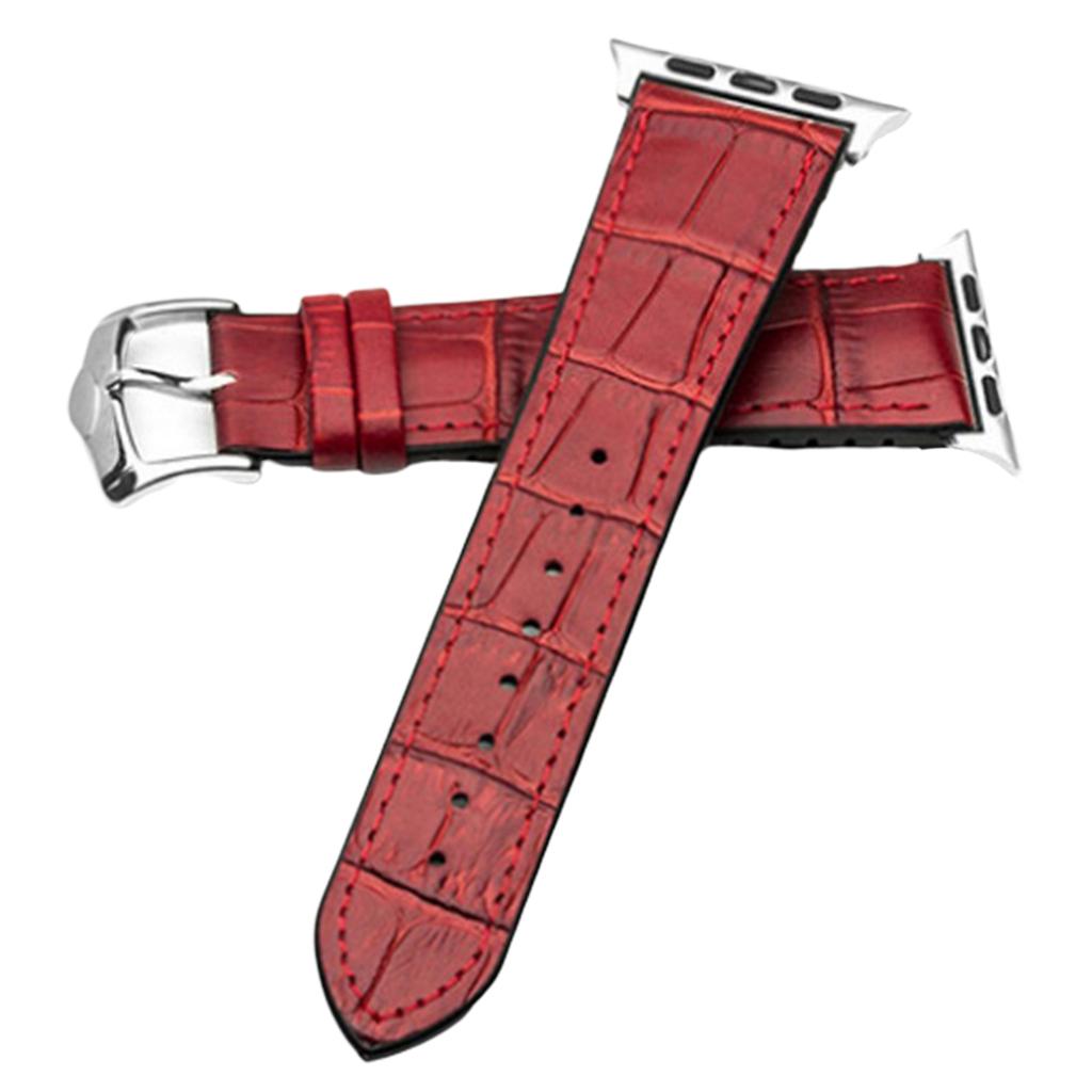 Leather Rubber Wrist Watch Strap Band Replacement Wristband 38mm Red