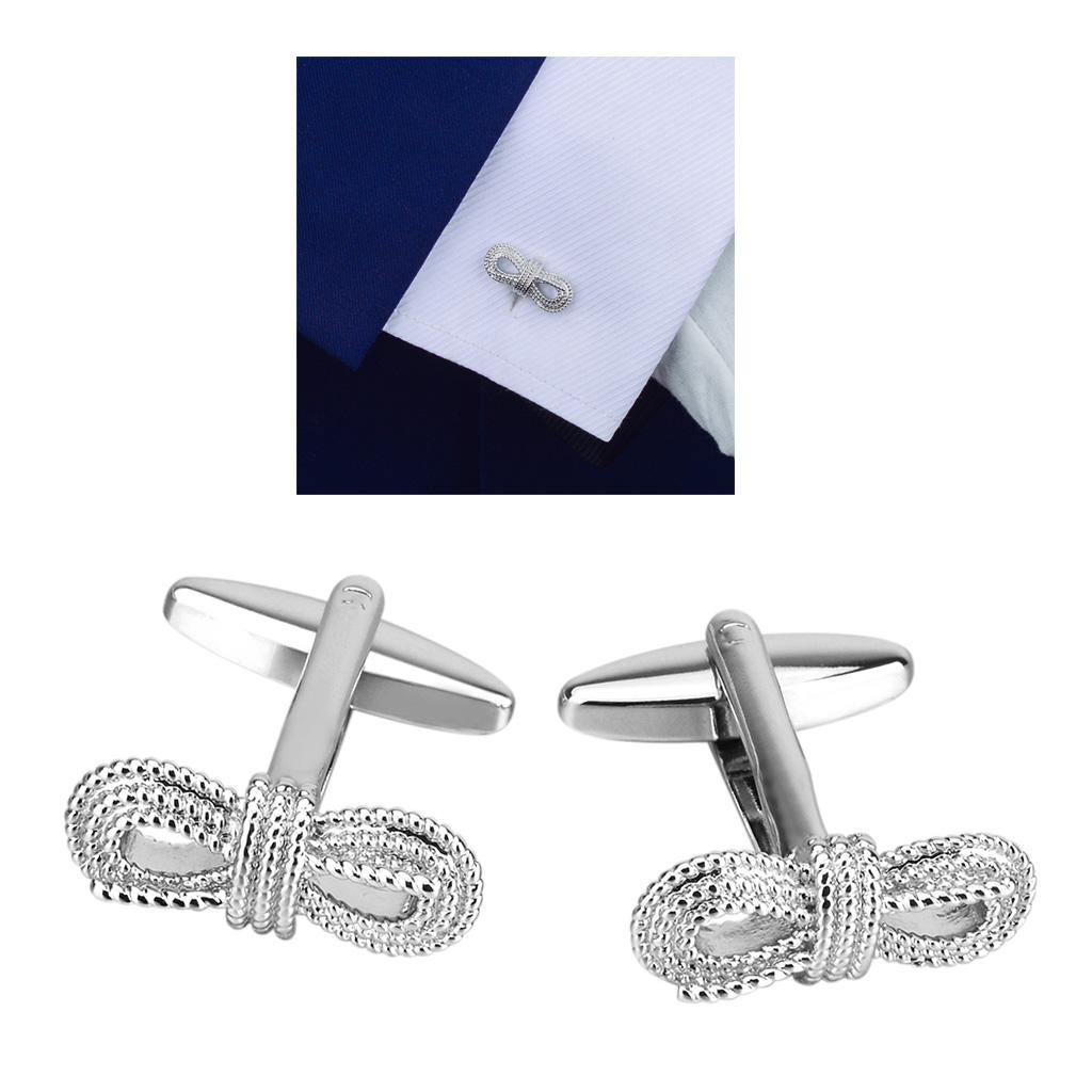 luxury polish bow cufflinks men's shiny wedding cufflinks cuff nails silver