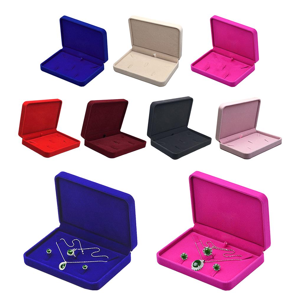 2xVelvet Jewelry Set Boxes Tray Travel Necklace Storage Display Case Red
