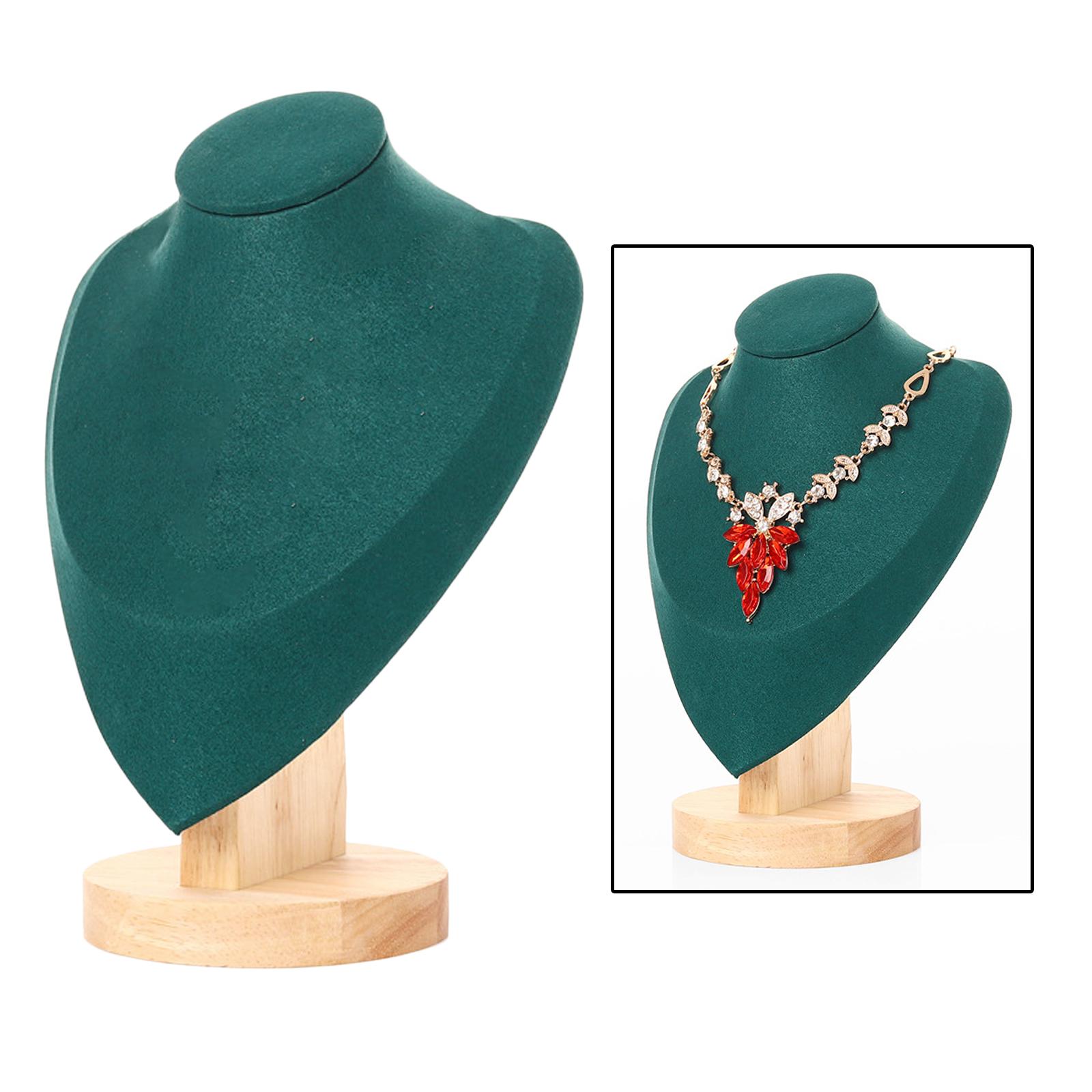 Jewlery Display Stand Organizer Wooden Bust Chain Holder Green M