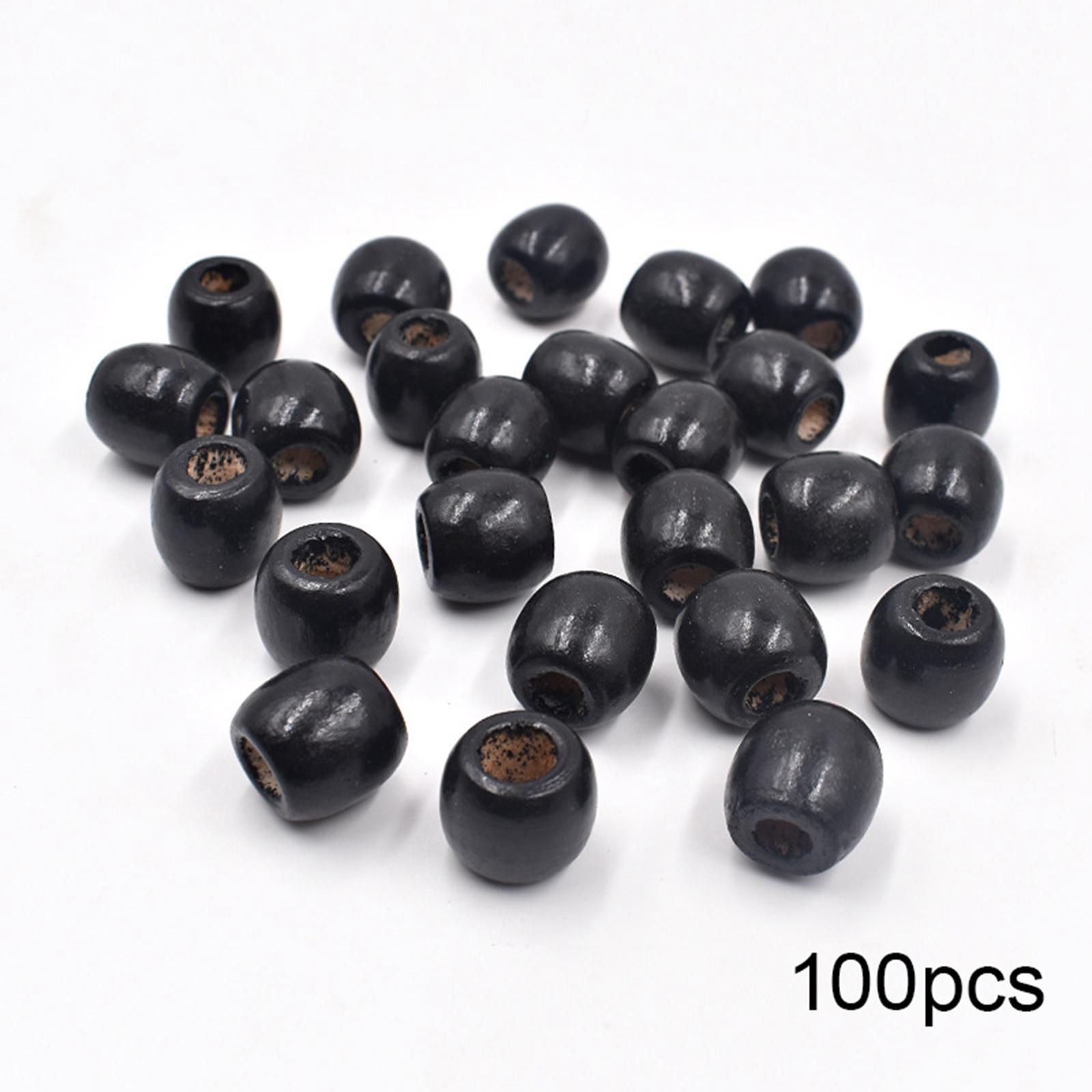 Large Hole Wooden Beads Wood Loose Beads Beads for Threading Black