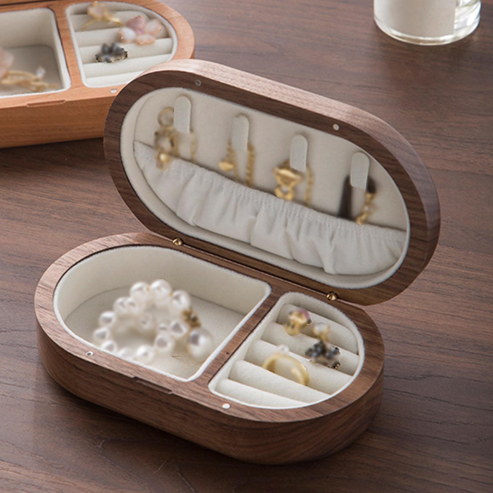 jewelry Box Elegant Organizer Case for Countertop Pendant Girls Dark Brown