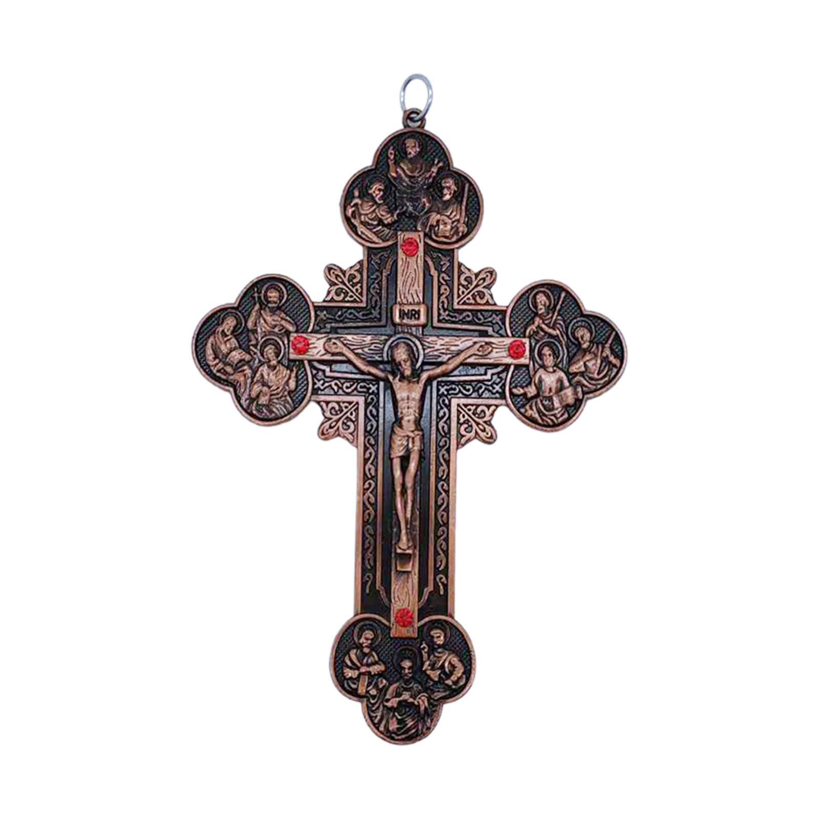 Religious Crucifix Christian Cross Pendant for Travel Holiday Anniversary Red