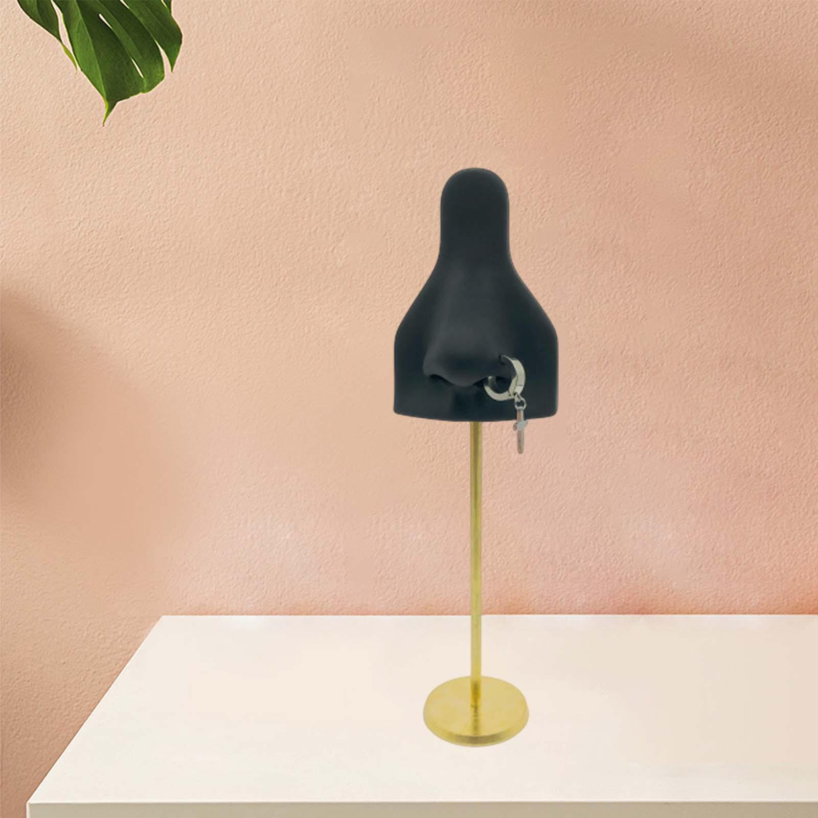 Silicone Nose Model with Bracket Beginners Show Body Piercing Practice Model Black