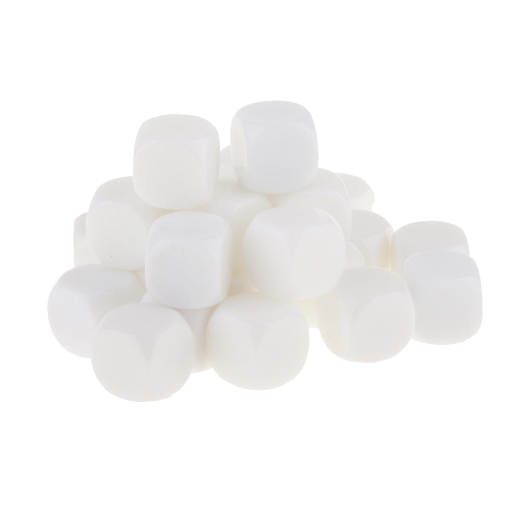 25PCS 16mm D6 Gaming Dice DIY Blank White 