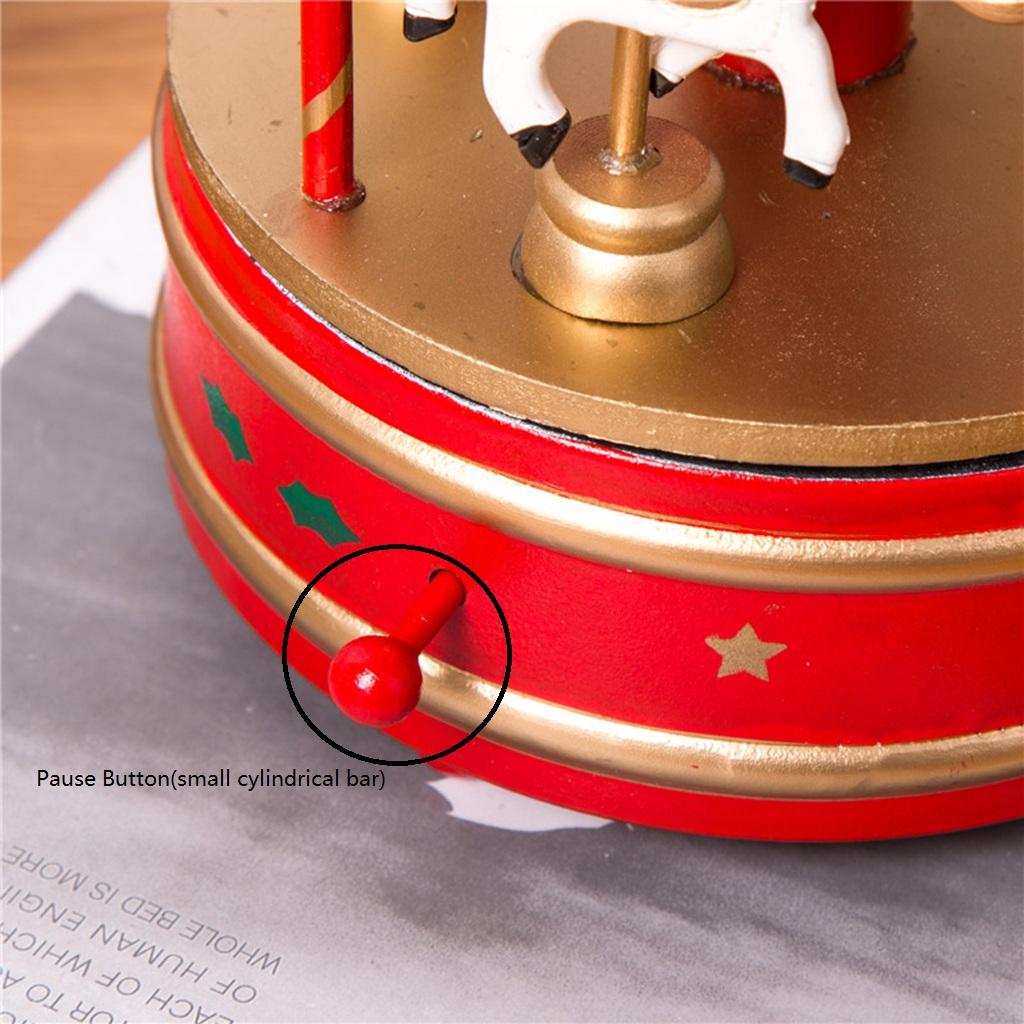 Vintage Wooden Carousel Musical Box Wind Up Toy Kids Christmas Gift