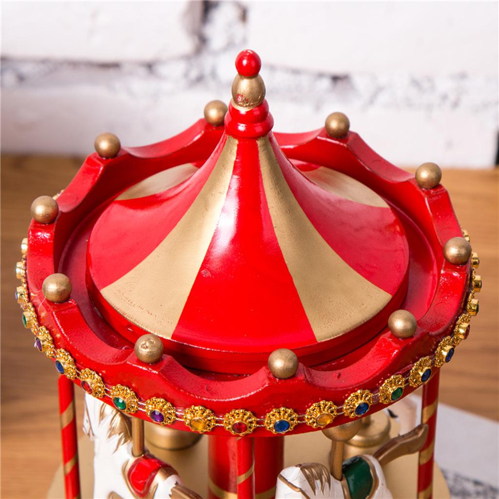 Vintage Carousel 4 Horses MerryGoRound WindUp Mechanical Music Box Toy Gifts eBay